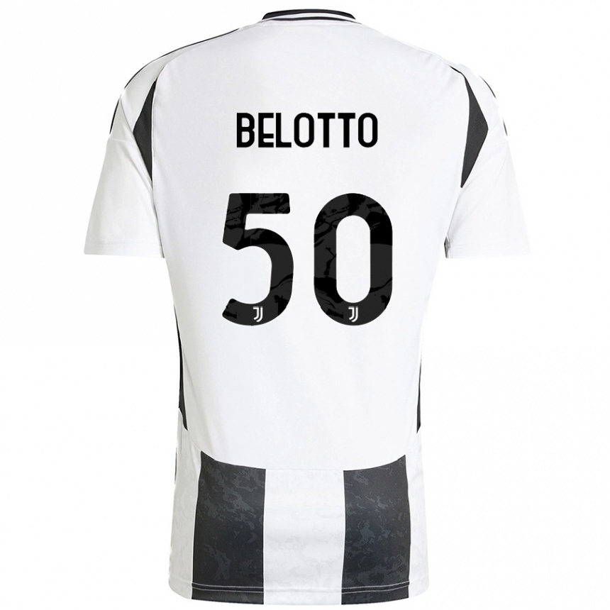 Mujer Fútbol Camiseta Soledad Belotto #50 Blanco Negro 1ª Equipación 2024/25 Perú