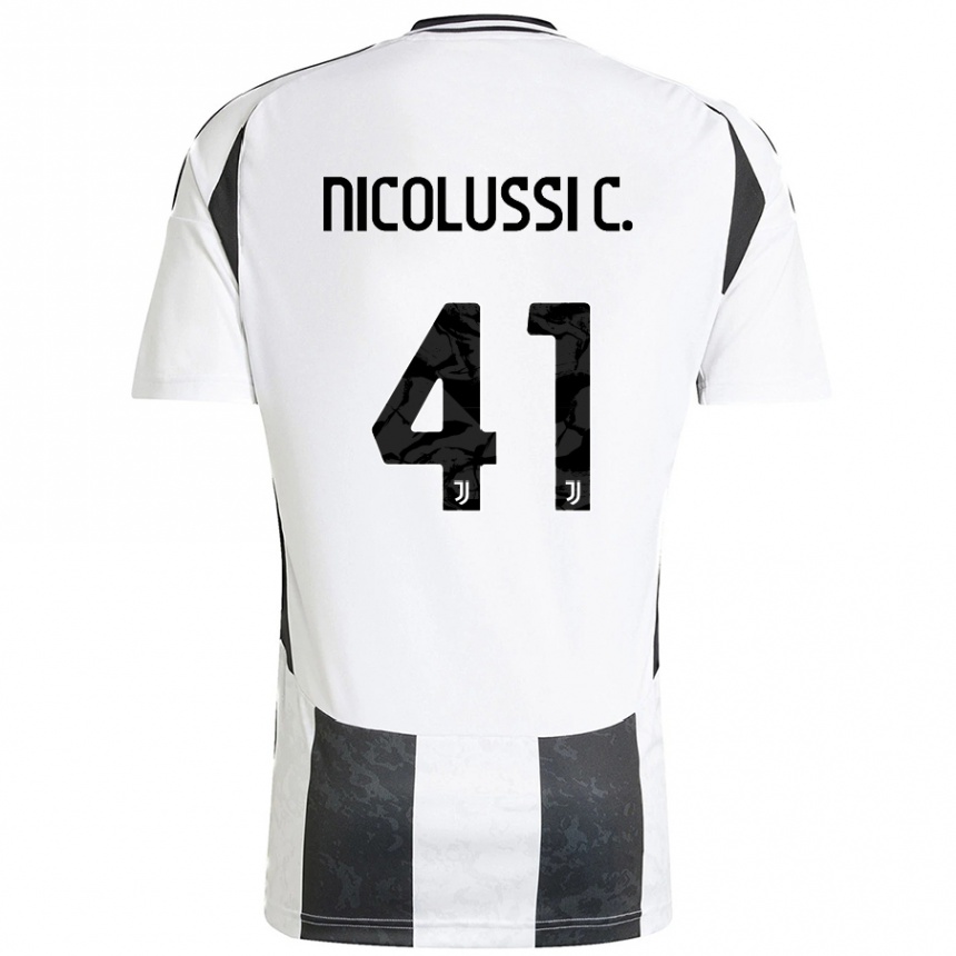 Mujer Fútbol Camiseta Hans Nicolussi Caviglia #41 Blanco Negro 1ª Equipación 2024/25 Perú