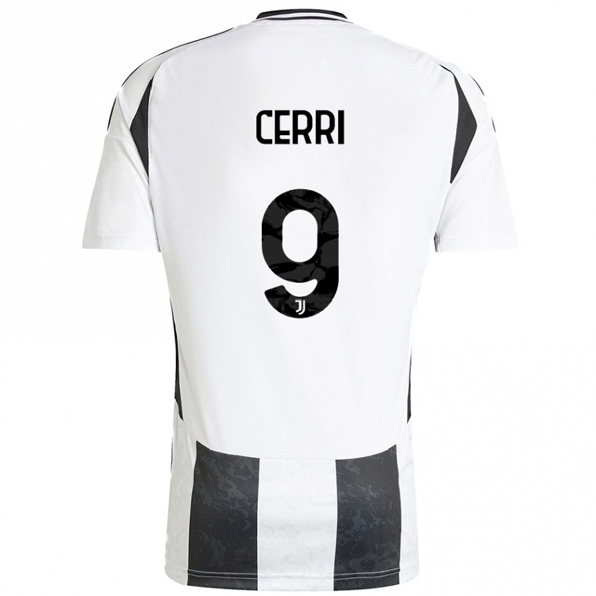 Mujer Fútbol Camiseta Leonardo Cerri #9 Blanco Negro 1ª Equipación 2024/25 Perú