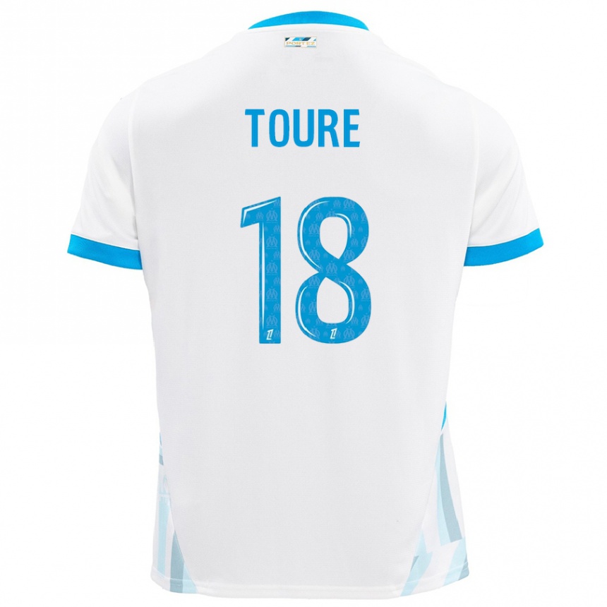 Mujer Fútbol Camiseta Isaak Toure #18 Blanco Azul Cielo 1ª Equipación 2024/25 Perú