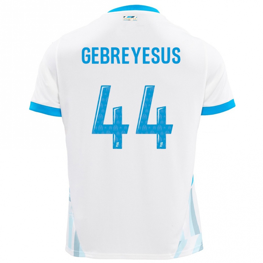 Mujer Fútbol Camiseta Esey Gebreyesus #44 Blanco Azul Cielo 1ª Equipación 2024/25 Perú