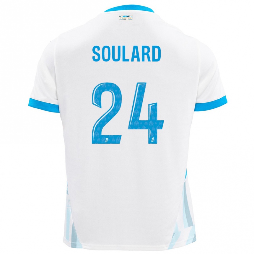 Mujer Fútbol Camiseta Amandine Soulard #24 Blanco Azul Cielo 1ª Equipación 2024/25 Perú