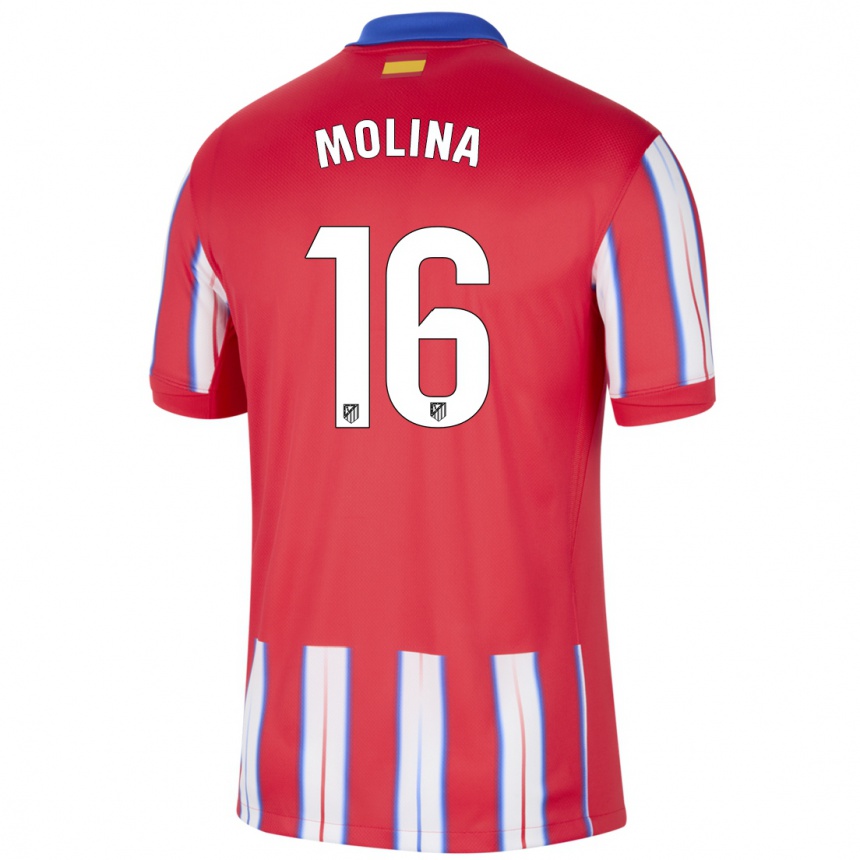 Mujer Fútbol Camiseta Nahuel Molina #16 Rojo Blanco Azul 1ª Equipación 2024/25 Perú