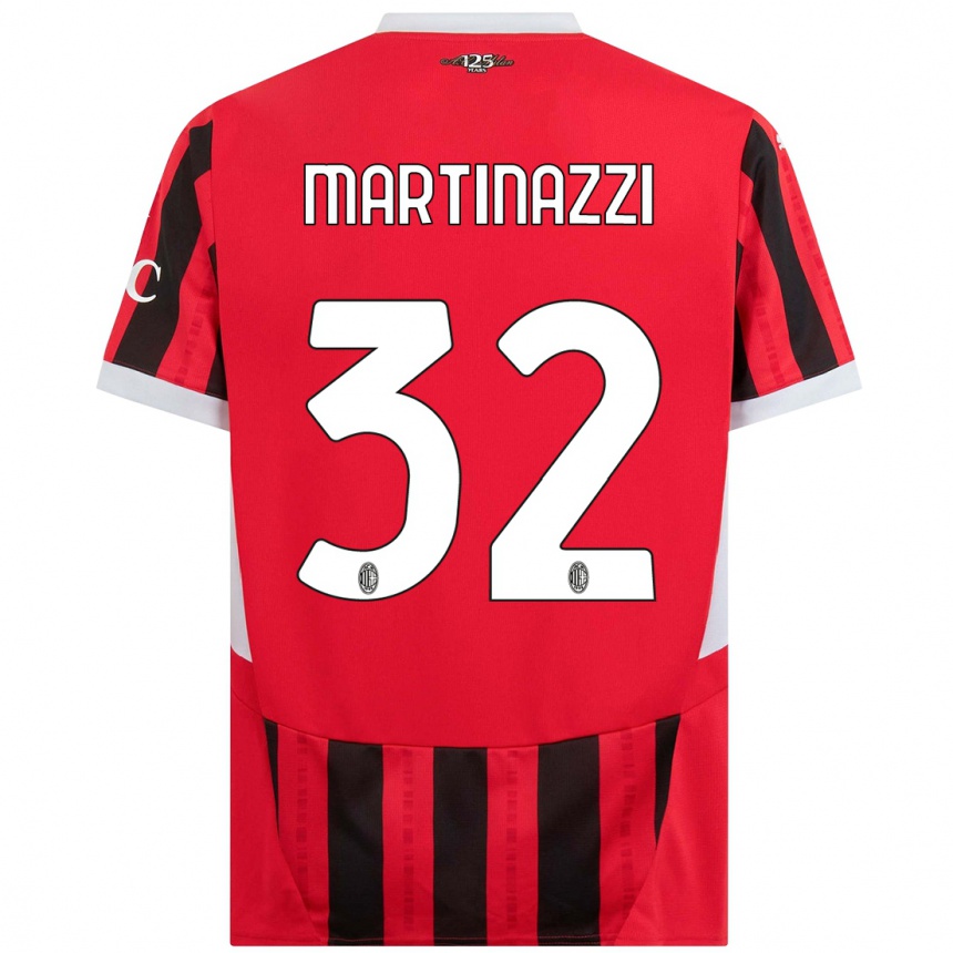 Mujer Fútbol Camiseta Luca Martinazzi #32 Rojo Negro 1ª Equipación 2024/25 Perú