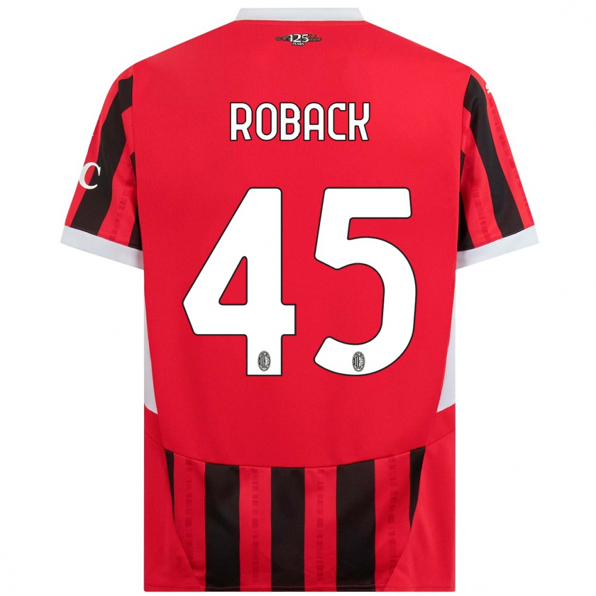 Mujer Fútbol Camiseta Emil Roback #45 Rojo Negro 1ª Equipación 2024/25 Perú