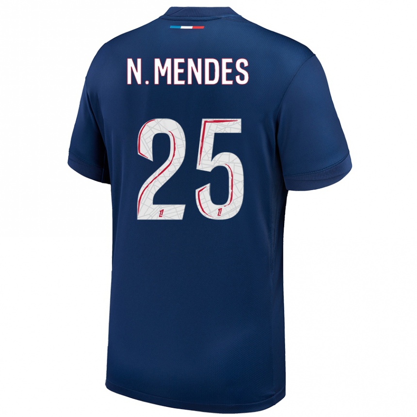 Mujer Fútbol Camiseta Nuno Mendes #25 Azul Marino Blanco 1ª Equipación 2024/25 Perú