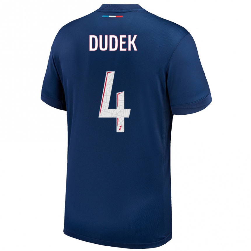 Mujer Fútbol Camiseta Paulina Dudek #4 Azul Marino Blanco 1ª Equipación 2024/25 Perú