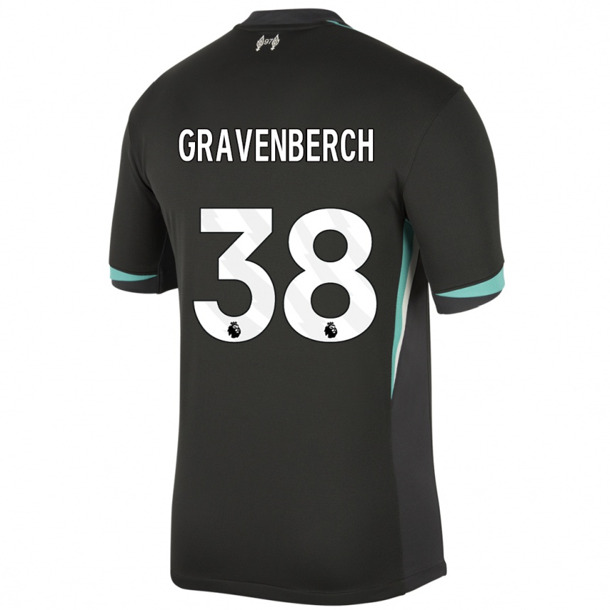 Mujer Fútbol Camiseta Ryan Gravenberch #38 Negro Antracita Blanco 2ª Equipación 2024/25 Perú