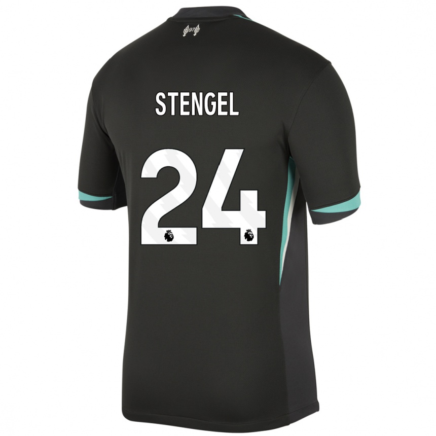 Mujer Fútbol Camiseta Katie Stengel #24 Negro Antracita Blanco 2ª Equipación 2024/25 Perú