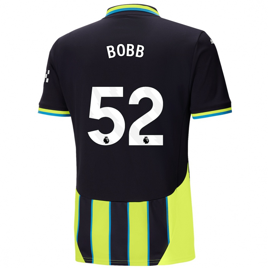 Mujer Fútbol Camiseta Oscar Bobb #52 Azul Amarillo 2ª Equipación 2024/25 Perú