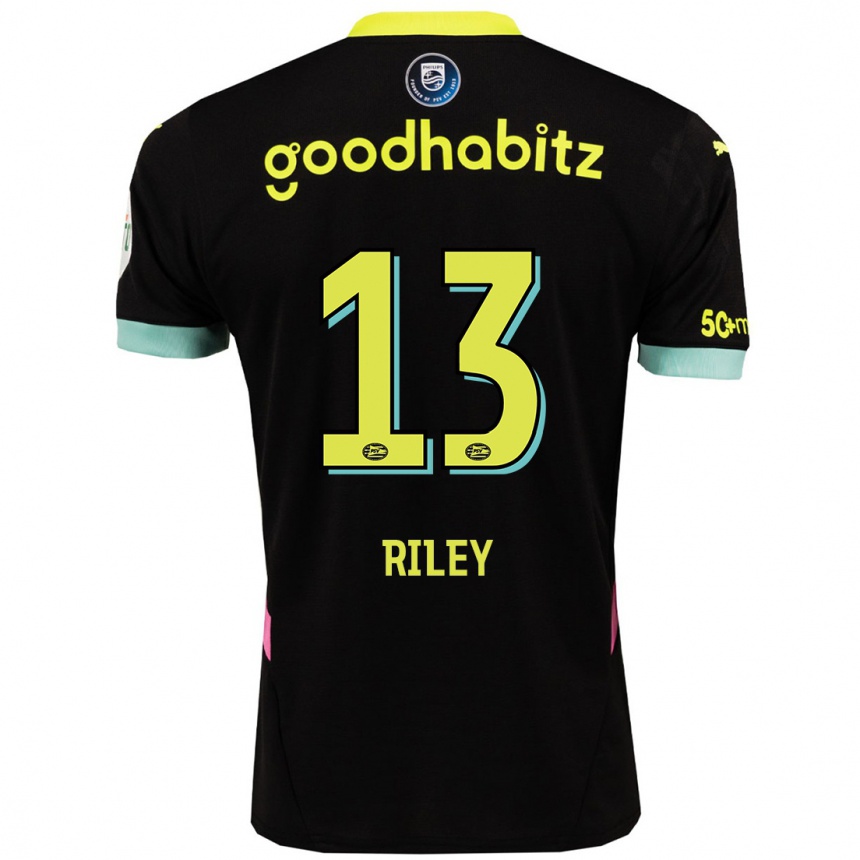 Mujer Fútbol Camiseta Indiah-Paige Riley #13 Negro Amarillo 2ª Equipación 2024/25 Perú