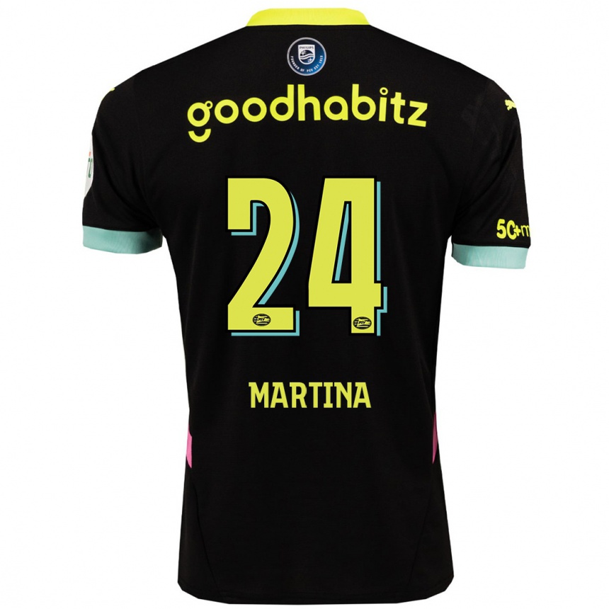 Mujer Fútbol Camiseta Shijona Martina #24 Negro Amarillo 2ª Equipación 2024/25 Perú