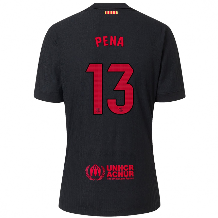 Mujer Fútbol Camiseta Inaki Pena #13 Negro Rojo 2ª Equipación 2024/25 Perú