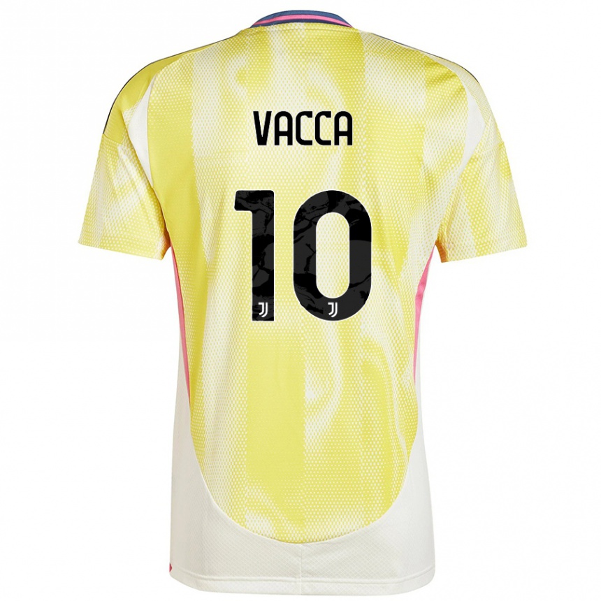 Mujer Fútbol Camiseta Alessio Vacca #10 Amarillo Solar 2ª Equipación 2024/25 Perú