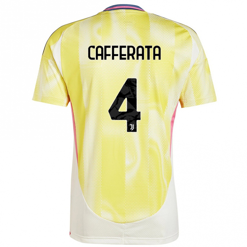 Mujer Fútbol Camiseta Federica Cafferata #4 Amarillo Solar 2ª Equipación 2024/25 Perú