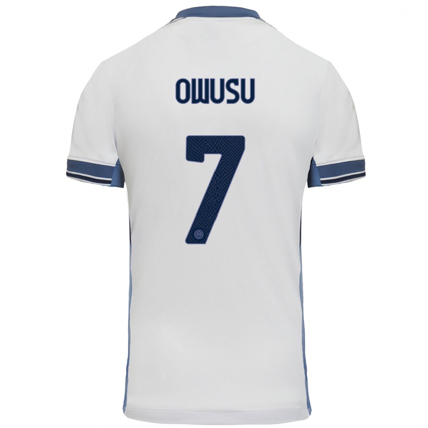 Mujer Fútbol Camiseta Enoch Owusu #7 Blanco Gris 2ª Equipación 2024/25 Perú