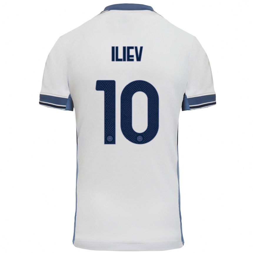 Mujer Fútbol Camiseta Nikola Iliev #10 Blanco Gris 2ª Equipación 2024/25 Perú