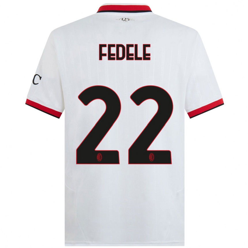 Mujer Fútbol Camiseta Noemi Fedele #22 Blanco Negro Rojo 2ª Equipación 2024/25 Perú