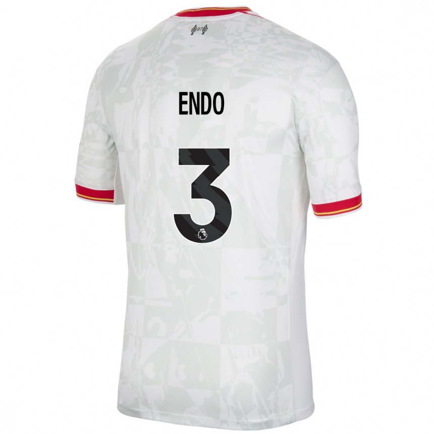 Mujer Fútbol Camiseta Wataru Endo #3 Blanco Rojo Negro Equipación Tercera 2024/25 Perú