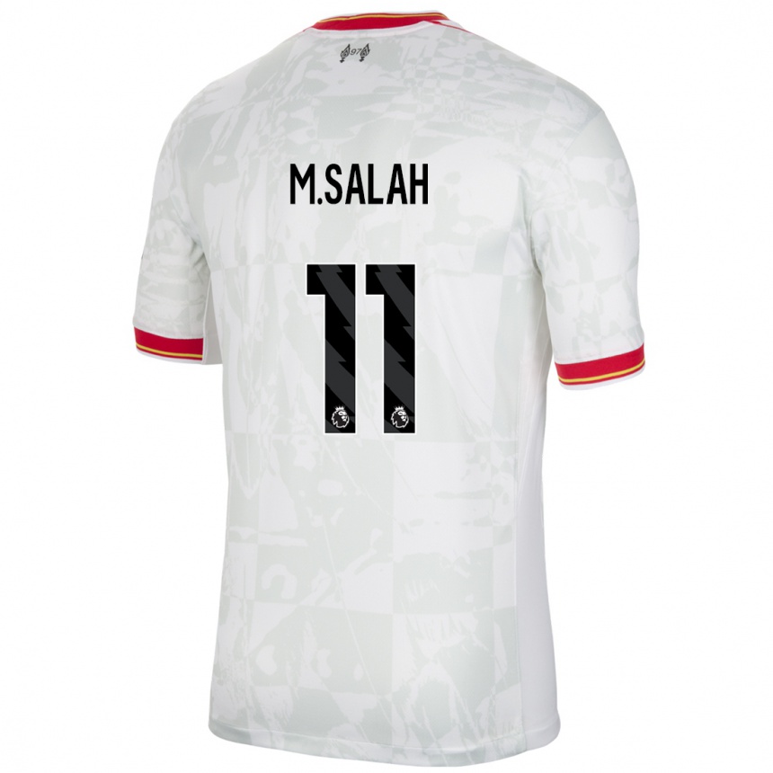 Mujer Fútbol Camiseta Mohamed Salah #11 Blanco Rojo Negro Equipación Tercera 2024/25 Perú