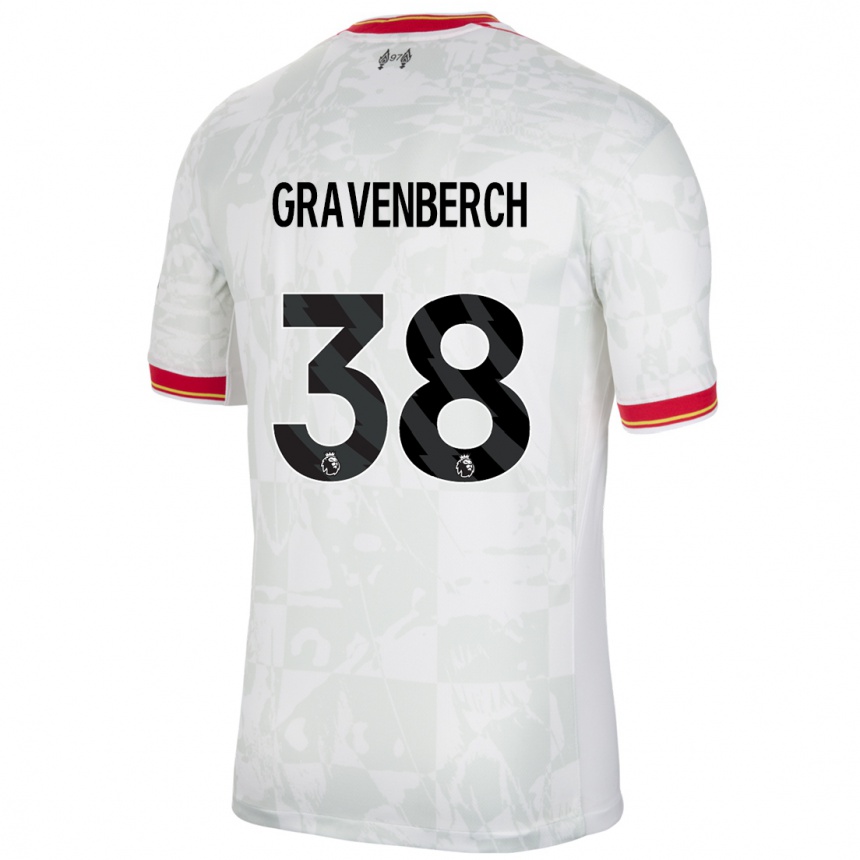 Mujer Fútbol Camiseta Ryan Gravenberch #38 Blanco Rojo Negro Equipación Tercera 2024/25 Perú