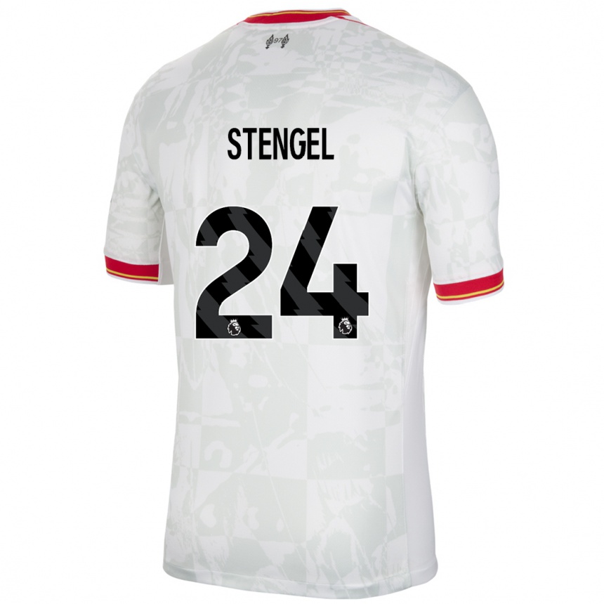 Mujer Fútbol Camiseta Katie Stengel #24 Blanco Rojo Negro Equipación Tercera 2024/25 Perú