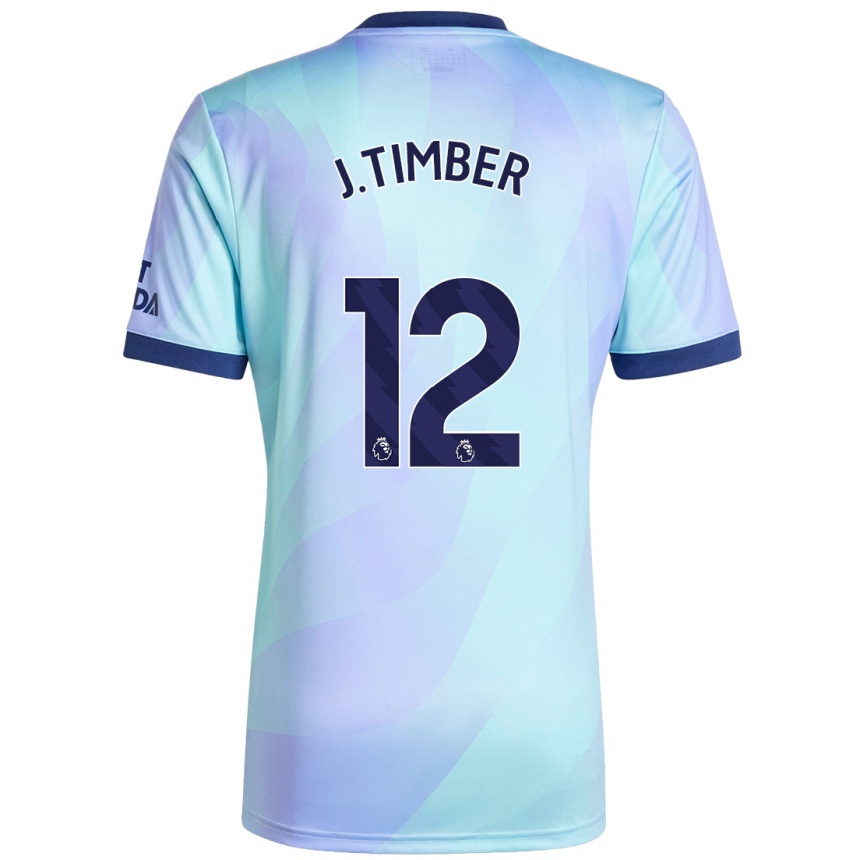 Mujer Fútbol Camiseta Jurrien Timber #12 Agua Equipación Tercera 2024/25 Perú