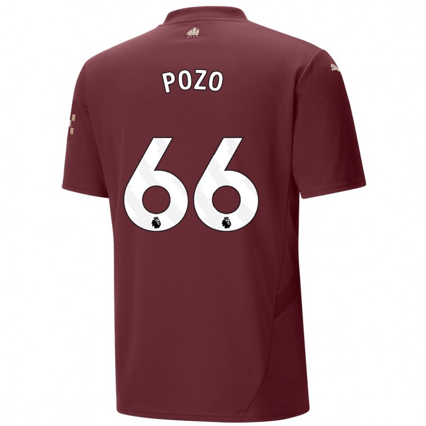 Mujer Fútbol Camiseta Iker Pozo #66 Granate Equipación Tercera 2024/25 Perú