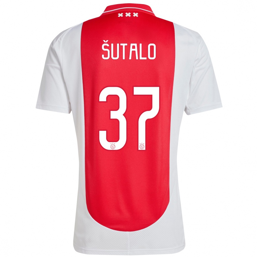 Niño Fútbol Camiseta Josip Sutalo #37 Rojo Blanco 1ª Equipación 2024/25 Perú