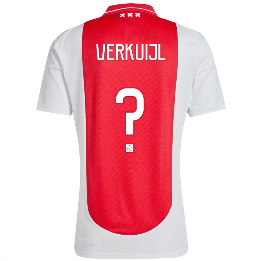 Niño Fútbol Camiseta Mark Verkuijl #0 Rojo Blanco 1ª Equipación 2024/25 Perú