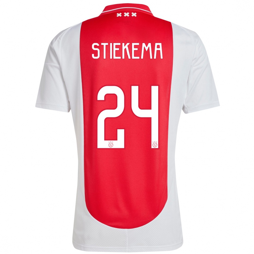 Niño Fútbol Camiseta Iris Stiekema #24 Rojo Blanco 1ª Equipación 2024/25 Perú