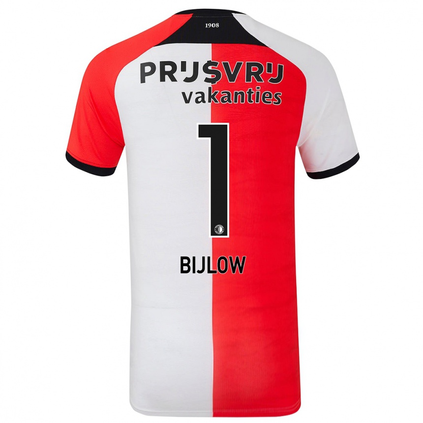 Niño Fútbol Camiseta Justin Bijlow #1 Rojo Blanco 1ª Equipación 2024/25 Perú