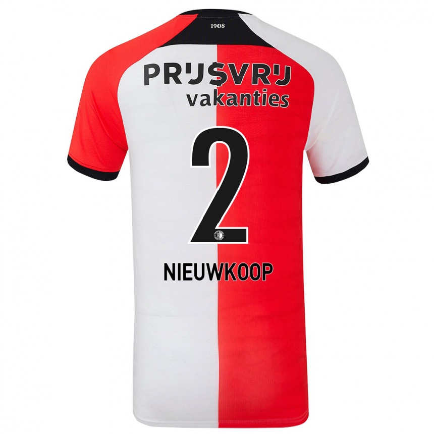 Niño Fútbol Camiseta Bart Nieuwkoop #2 Rojo Blanco 1ª Equipación 2024/25 Perú