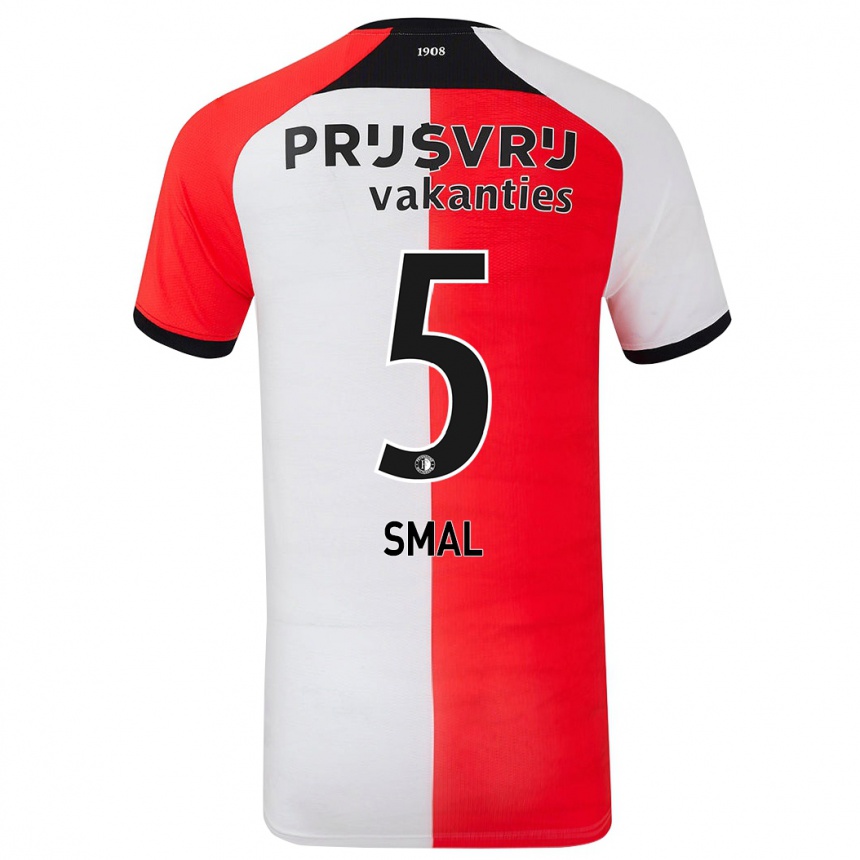 Niño Fútbol Camiseta Gijs Smal #5 Rojo Blanco 1ª Equipación 2024/25 Perú