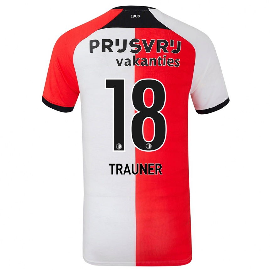 Niño Fútbol Camiseta Gernot Trauner #18 Rojo Blanco 1ª Equipación 2024/25 Perú