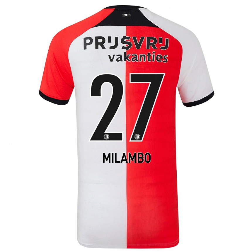 Niño Fútbol Camiseta Antoni Milambo #27 Rojo Blanco 1ª Equipación 2024/25 Perú