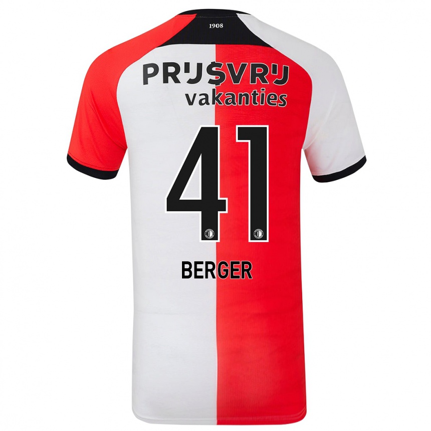 Niño Fútbol Camiseta Mannou Berger #41 Rojo Blanco 1ª Equipación 2024/25 Perú