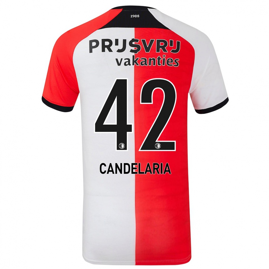 Niño Fútbol Camiseta Jayden Candelaria #42 Rojo Blanco 1ª Equipación 2024/25 Perú