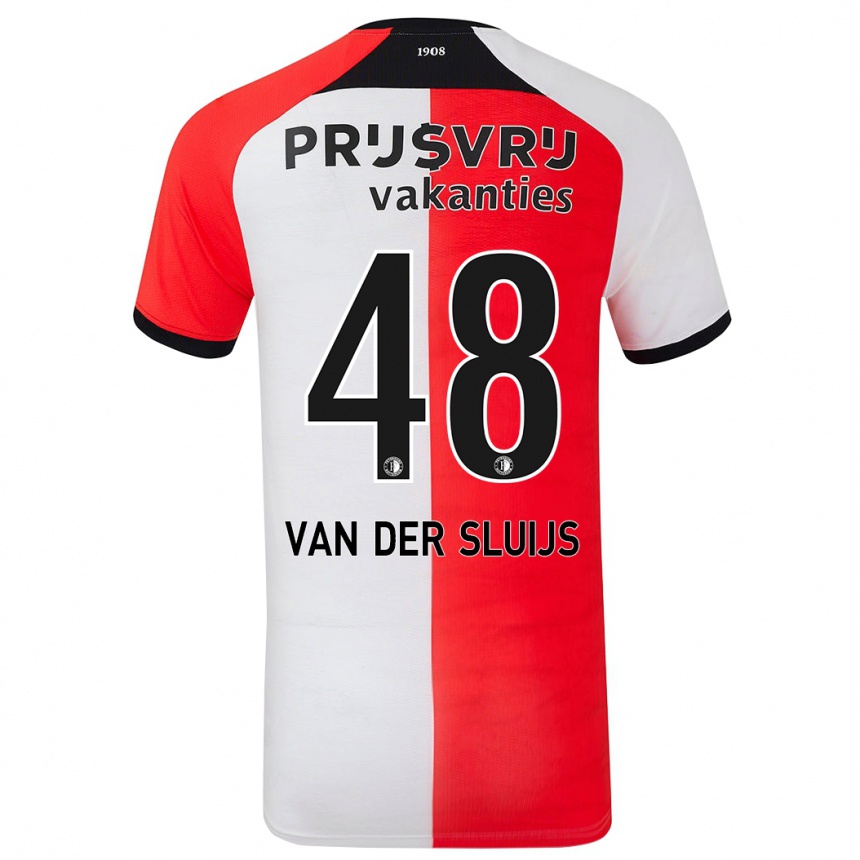 Niño Fútbol Camiseta Joep Van Der Sluijs #48 Rojo Blanco 1ª Equipación 2024/25 Perú