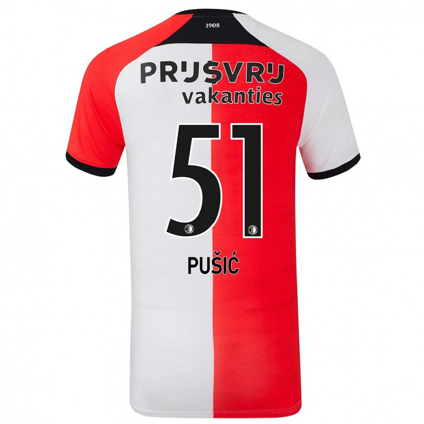 Niño Fútbol Camiseta Noah Pušić #51 Rojo Blanco 1ª Equipación 2024/25 Perú