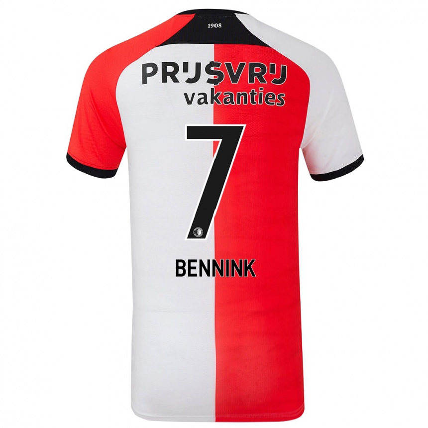 Niño Fútbol Camiseta Maxime Bennink #7 Rojo Blanco 1ª Equipación 2024/25 Perú