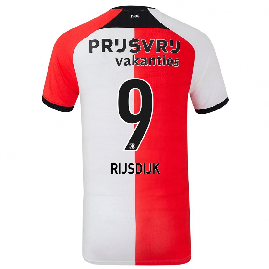 Niño Fútbol Camiseta Pia Rijsdijk #9 Rojo Blanco 1ª Equipación 2024/25 Perú