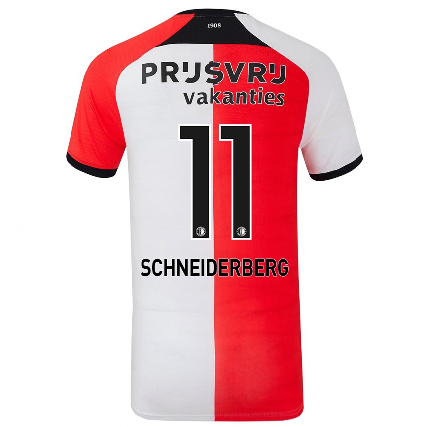 Niño Fútbol Camiseta July Schneiderberg #11 Rojo Blanco 1ª Equipación 2024/25 Perú