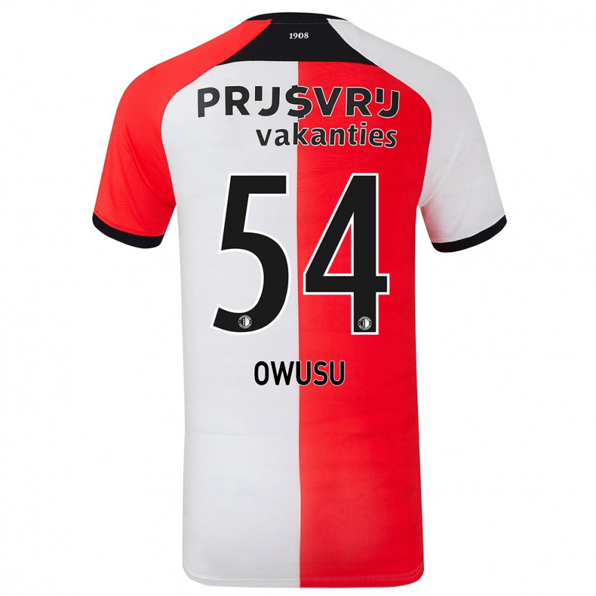 Niño Fútbol Camiseta Denzel Owusu #54 Rojo Blanco 1ª Equipación 2024/25 Perú