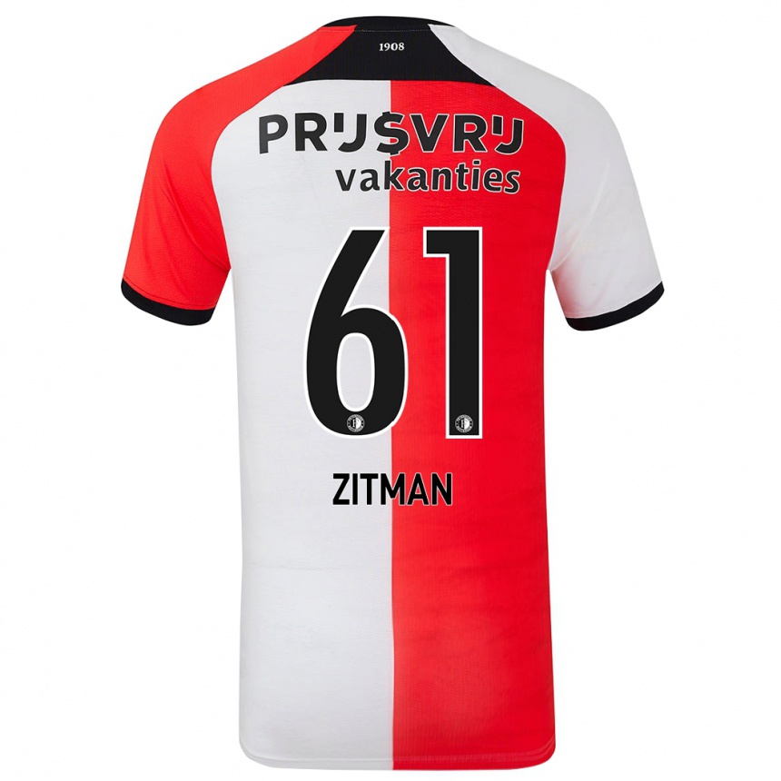 Niño Fútbol Camiseta Sven Zitman #61 Rojo Blanco 1ª Equipación 2024/25 Perú