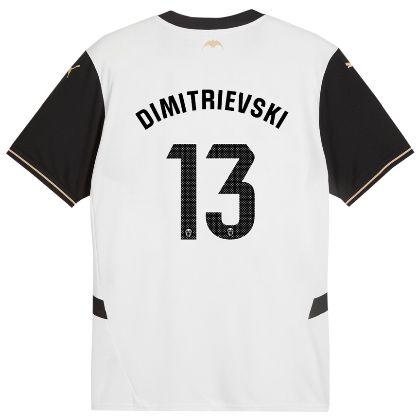 Niño Fútbol Camiseta Stole Dimitrievski #13 Blanco Negro 1ª Equipación 2024/25 Perú