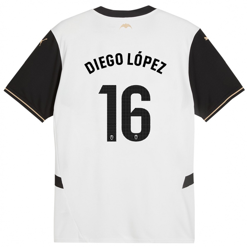 Niño Fútbol Camiseta Diego López #16 Blanco Negro 1ª Equipación 2024/25 Perú