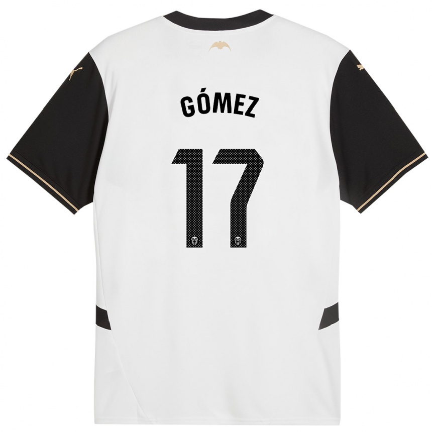 Niño Fútbol Camiseta Dani Gómez #17 Blanco Negro 1ª Equipación 2024/25 Perú