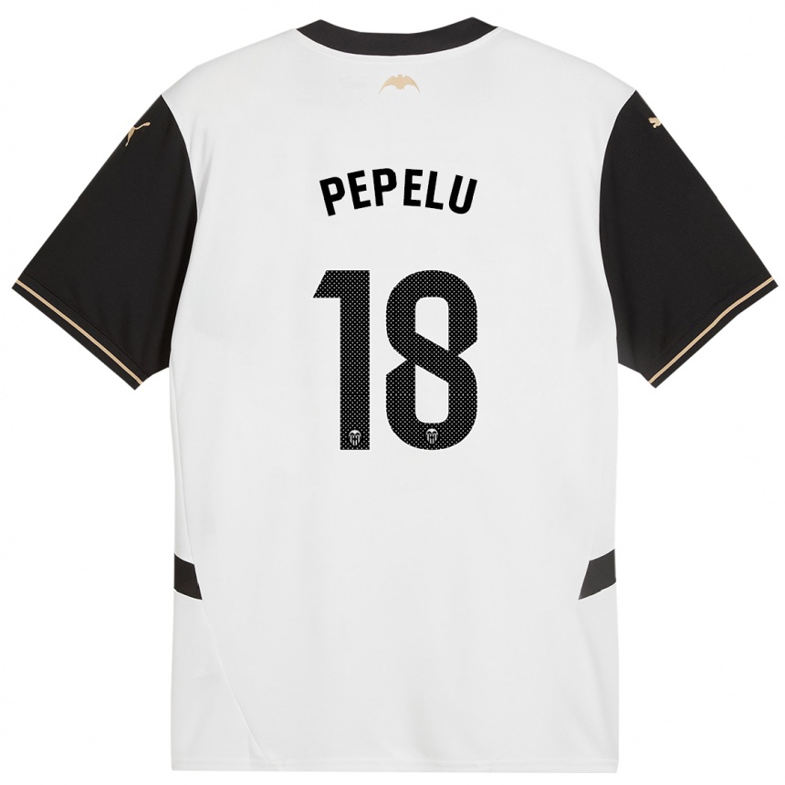 Niño Fútbol Camiseta Pepelu #18 Blanco Negro 1ª Equipación 2024/25 Perú