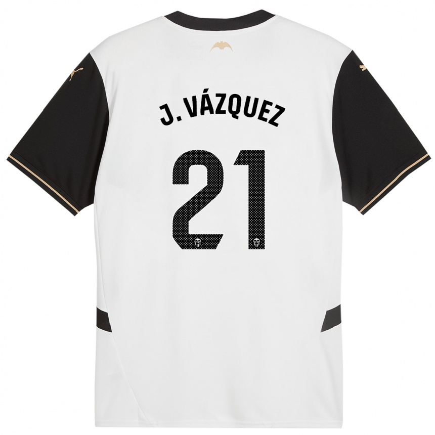 Niño Fútbol Camiseta Jesús Vázquez #21 Blanco Negro 1ª Equipación 2024/25 Perú